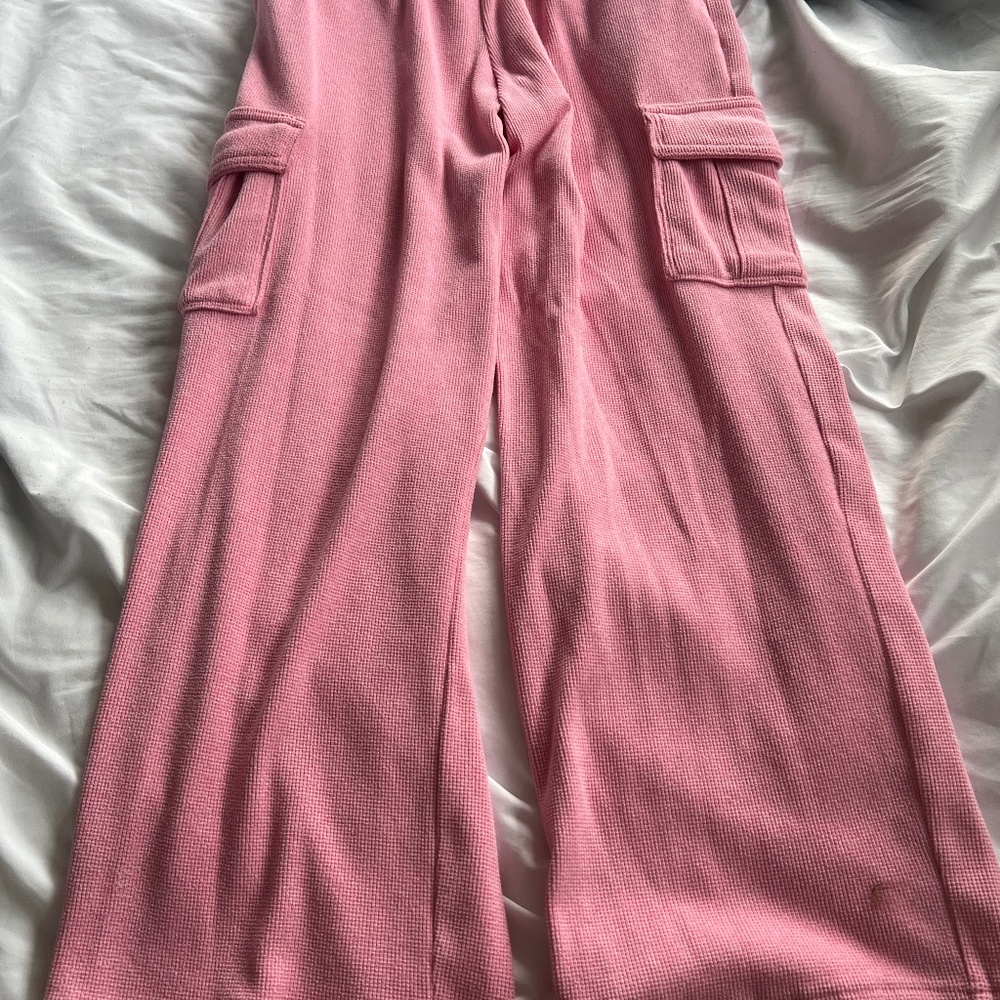 Pink quilted cargo sweats